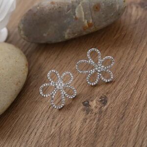 Elegant Silver Flower Earrings